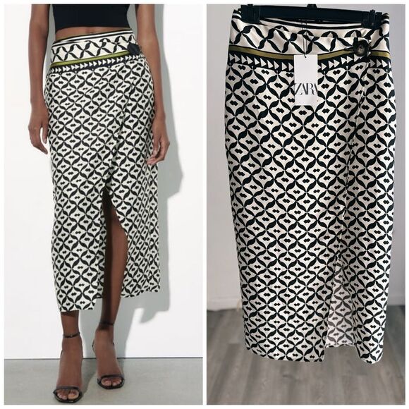 Zara Printed Wrap Skirt New - Picture 1 of 11